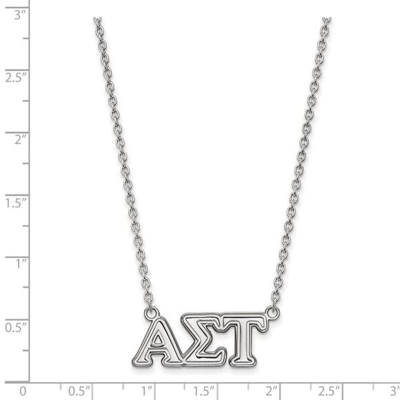 Sterling Silver Alpha Sigma Tau Medium Necklace - Picture 2 of 4